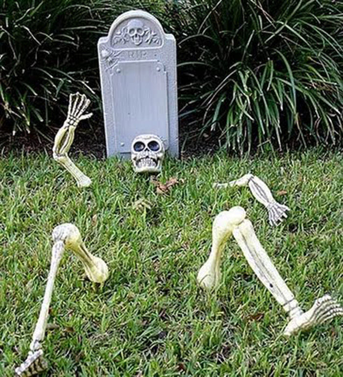 Skeleton Lay Down Funny Graveyard Picture
