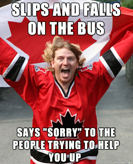 Slips And Falls On The Bus Funny Hockey Meme