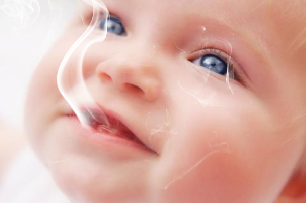 Smoking Baby Closeup Smiling Face Funny Picture