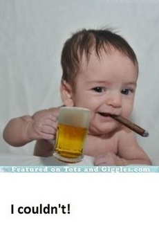 Sweet Baby Smoking With Beer Mug Funny Image