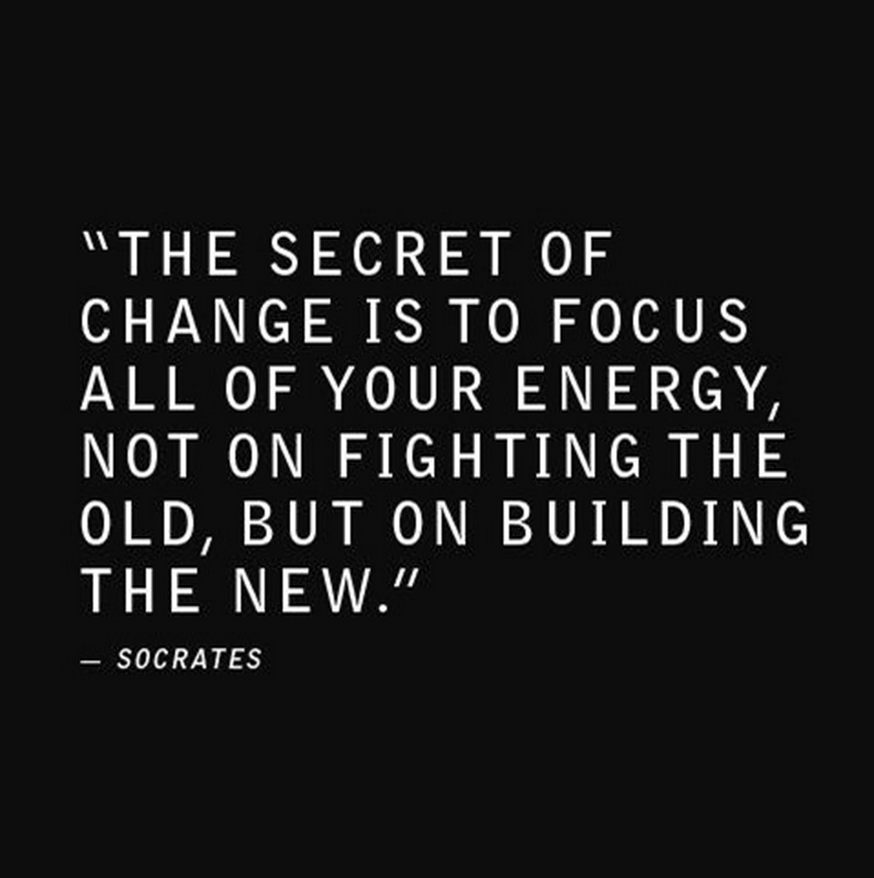 The secret of change is to focus all of your energy, not on fighting the old, but on building the new (3)