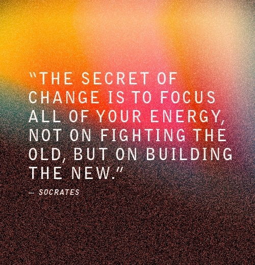 The secret of change is to focus all of your energy, not on fighting the old, but on building the new (7)