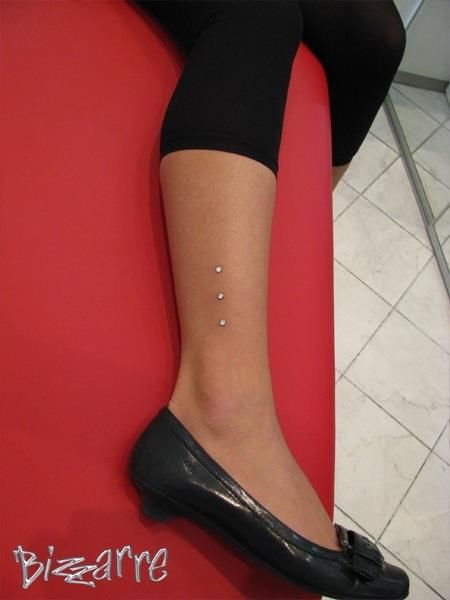 Triple Microdermals Leg Piercing Picture
