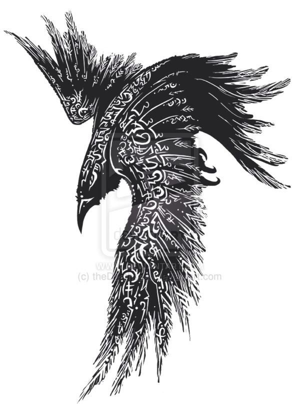Unique Black Raven Tattoo Design
