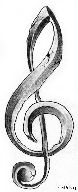 Violin Key Tattoo Design Idea