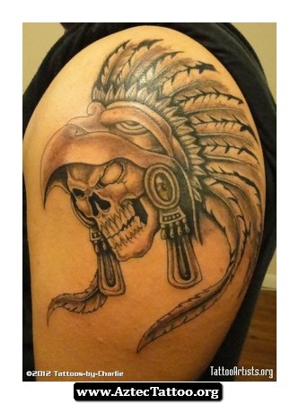 Warrior Skull Tattoo On Shoulder