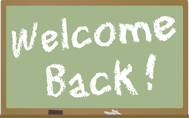 Welcome Back Written On Black Board Picture