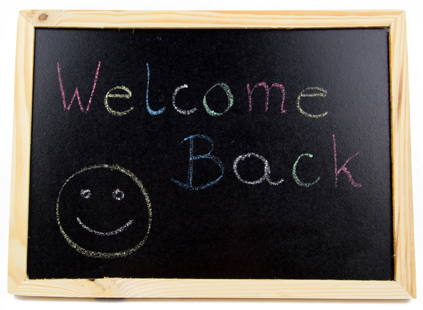 Welcome Back Written On Black Board