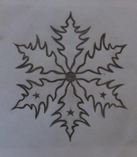 Amazing Black Outline Snowflake Tattoo Stencil By Halti