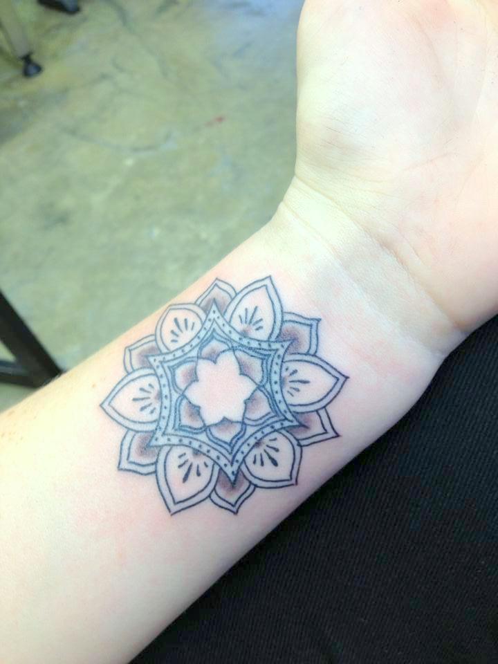 Amazing Mandala Flower Tattoo On Wrist
