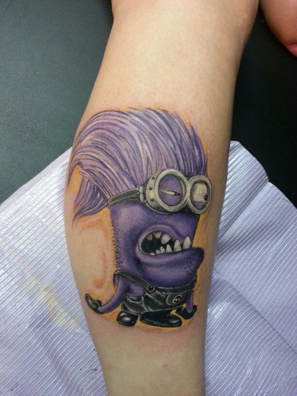 Amazing Purple Minion Tattoo Design By Jeremiah Klein