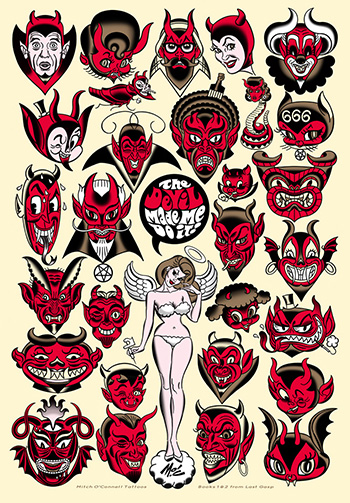 Amazing Red Devil Face Tattoo Flash