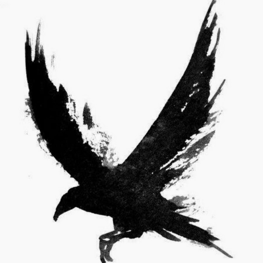 Awesome Black Ink Flying Crow Tattoo Design