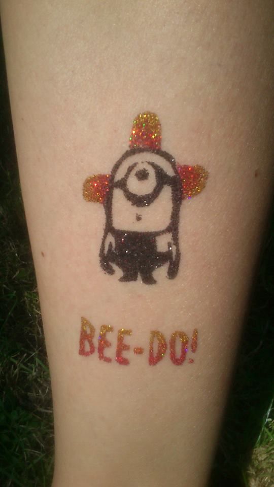 Bee Do - Black Minion Tattoo Design For Leg