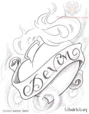 heart banner tattoo designs