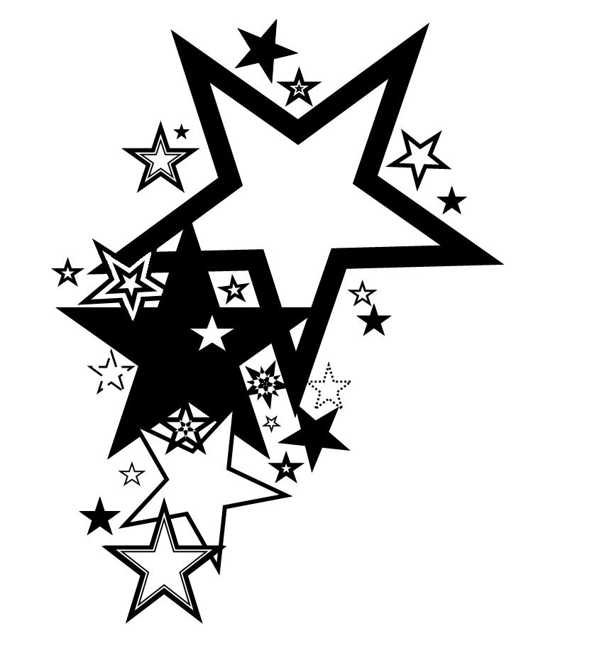 Black And White Star Tattoos Designs