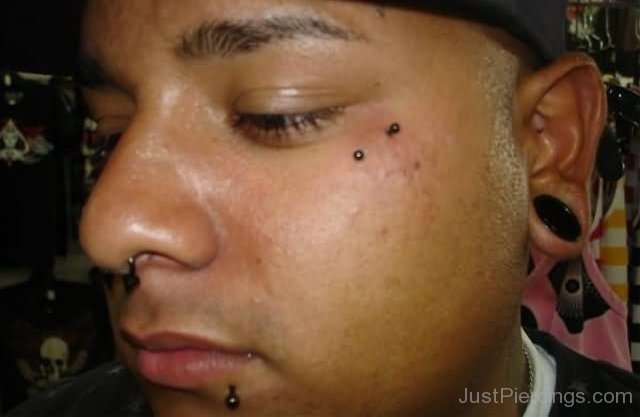 Black Barbell Teardrop Piercing For Men