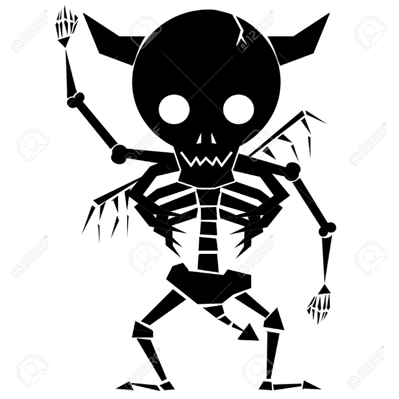 Black Devil Skeleton Tattoo Stencil