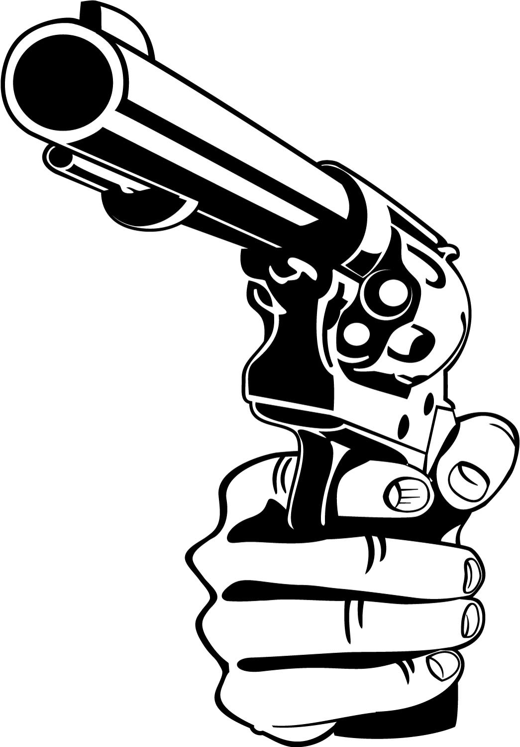 Black Gun In Hand Tattoo Stencil