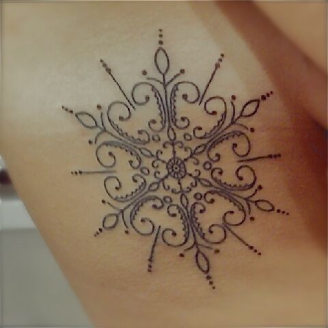 Black Ink Mandala Snowflake Tattoo Design