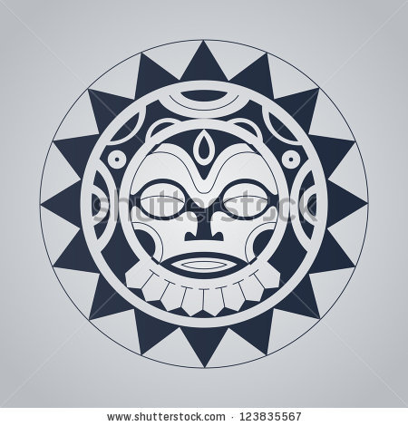 Black Ink Polynesian Sun Tattoo Design