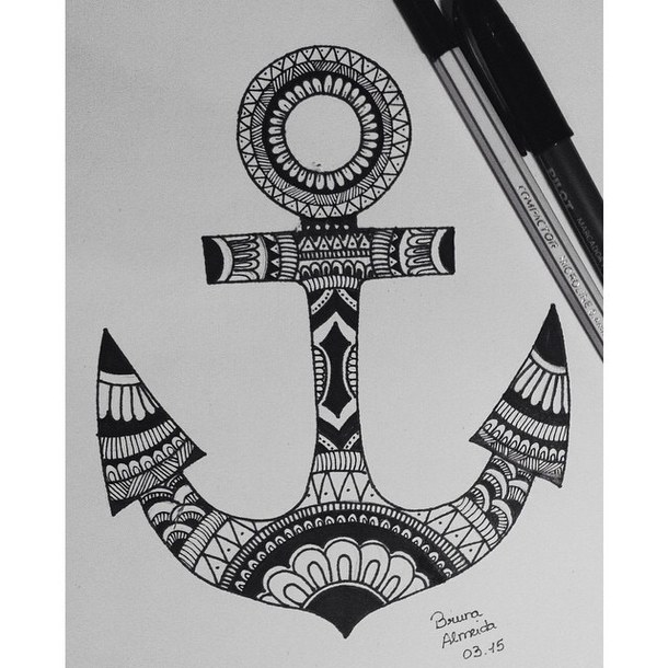Black Mandala Anchor Tattoo Design