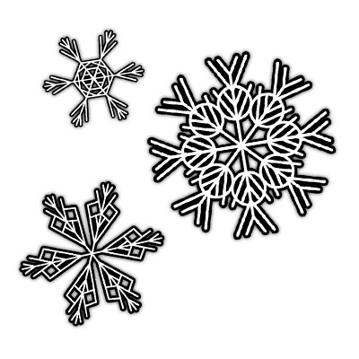 Black Three Snowflakes Tattoo Stencil