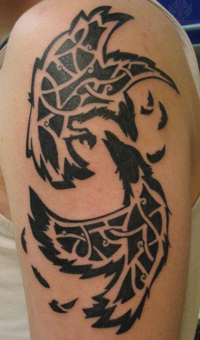 Black Two Celtic Crow Tattoo On Left Shoulder By Nik