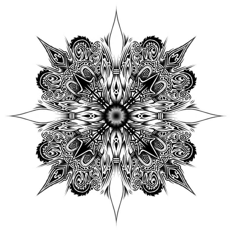 Black Unique Snowflake Tattoo Stencil