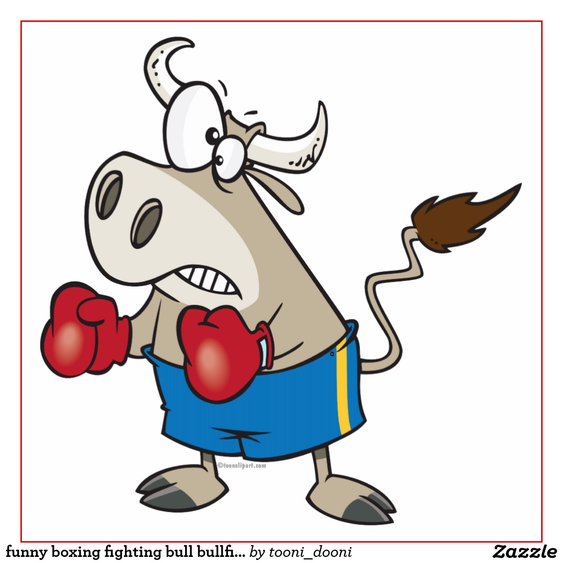 Bull With Boxing Gloves Funny Cartoon