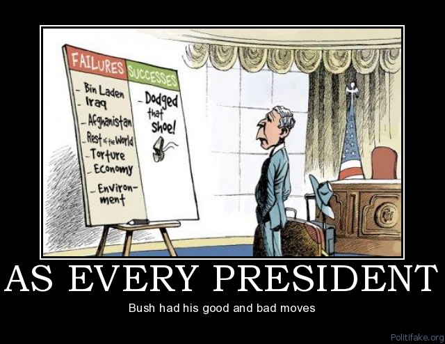 Bush Had His Good And Bad Moves Funny Political Cartoon
