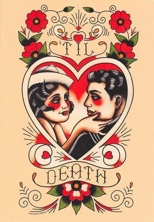 Colorful Traditional Love Tattoo Design