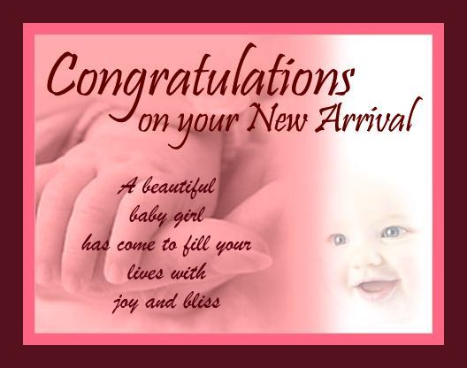 Congratulations On Your New Arrival A Beautiful Baby Girl