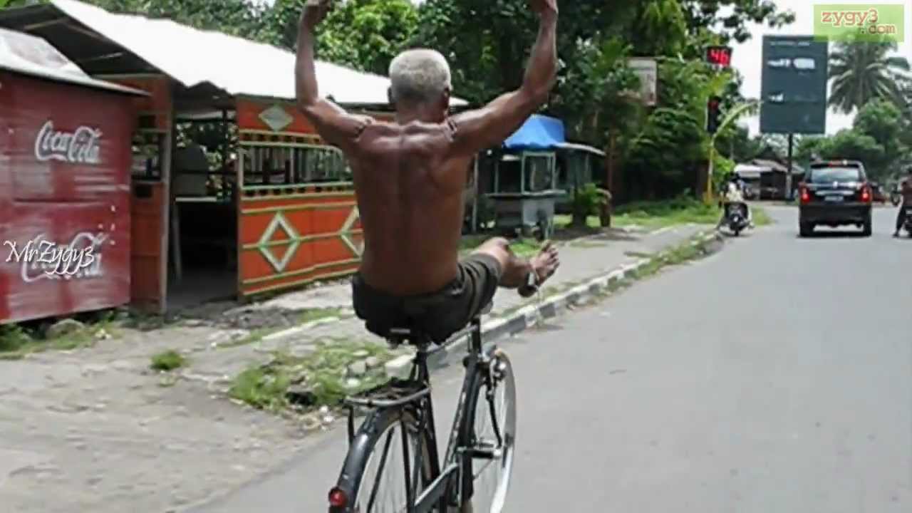 Crazy Old Man Riding Bicycle Funny Picture