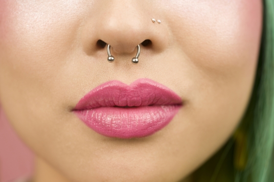 Double Nose And Septum Piercing Picture