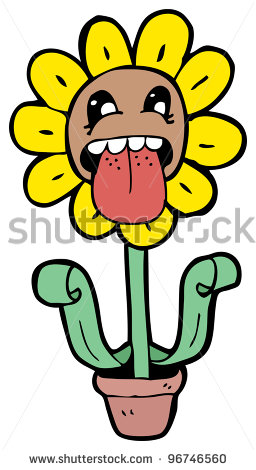 Flower Showing Tongue Funny Clipart