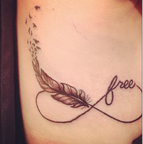Free Infinity And Feather Tattoo