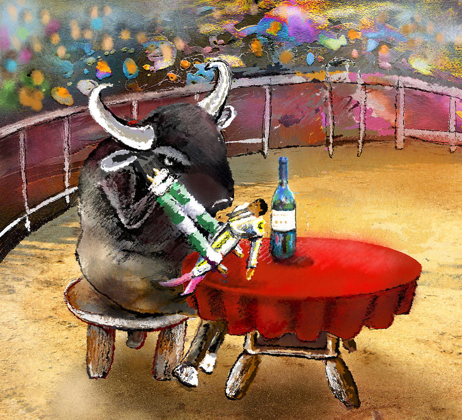 Funny Bull Fighting Painting