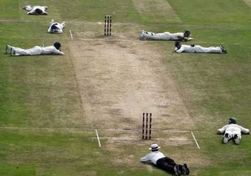 Funny Cricket Players Lay Down On The Ground
