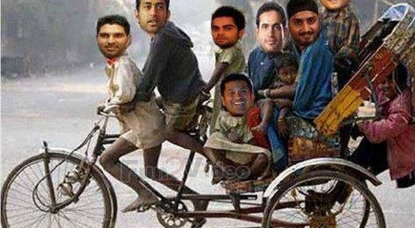 Funny Indian Cricket Team On Rickshaw