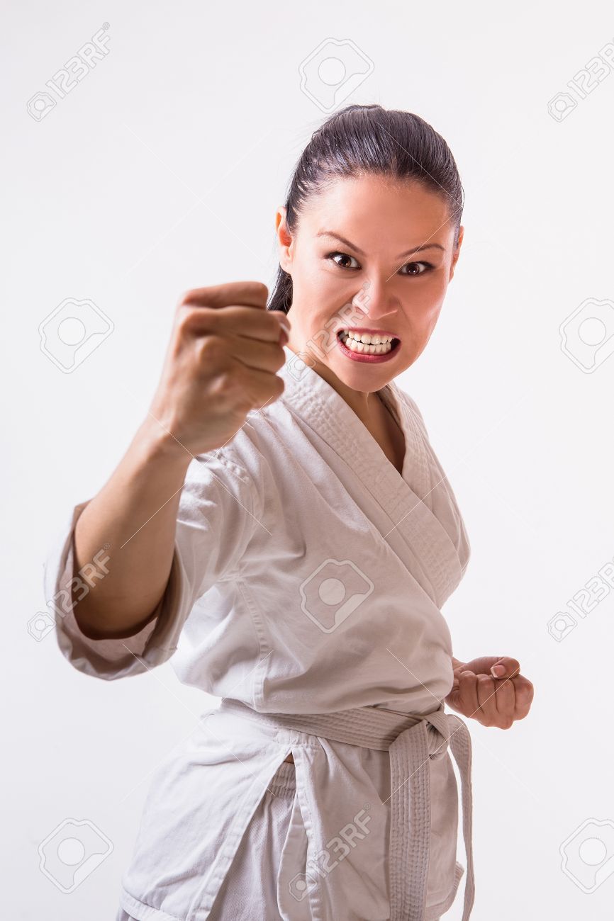 Funny Karate Woman Angry Face