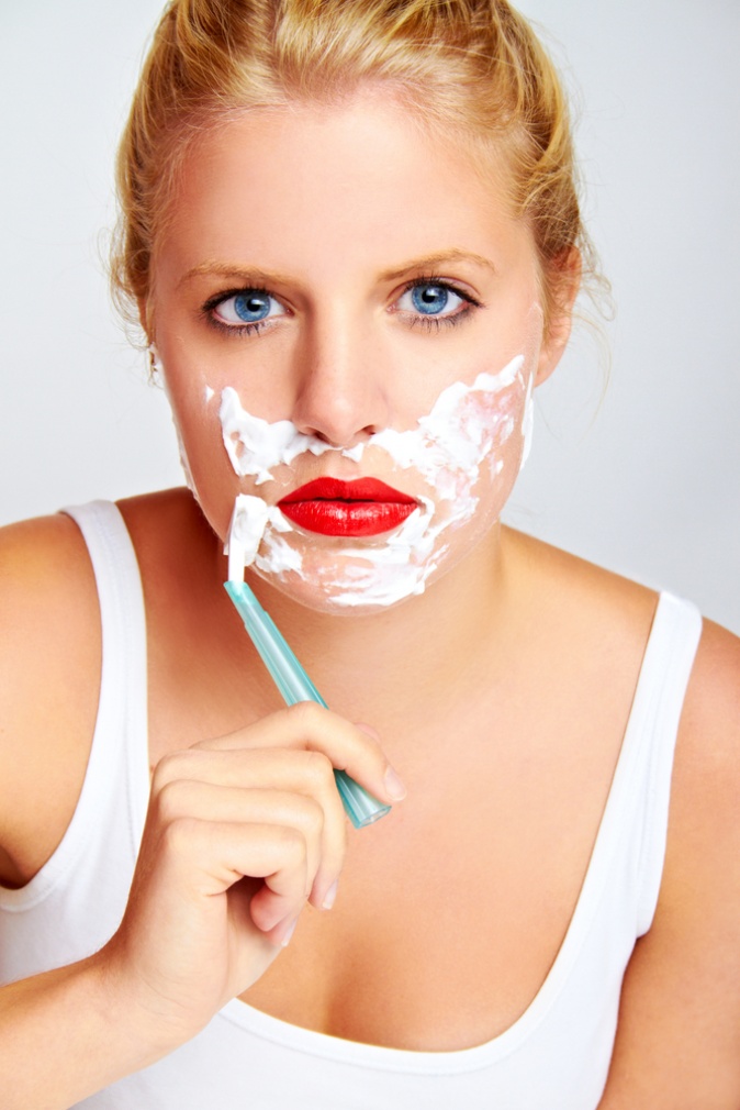 Funny Woman Shaving Face Picture