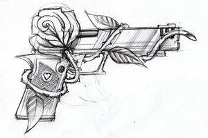 Gun With Rose Tattoo Design By Steve Golliot Villers