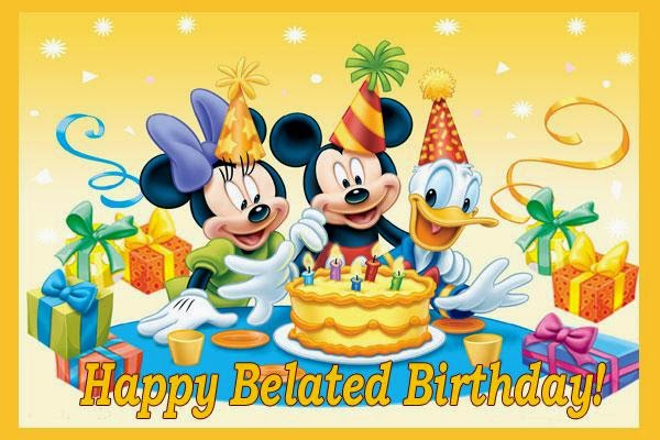 Happy Belated Birthday Mickey Mouse Greeting Card