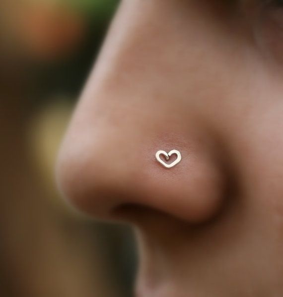 Heart Stud Nose Piercing Closeup Image