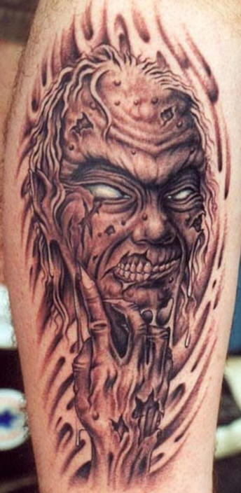 Horror Devil In Flame Tattoo Design For Forearm
