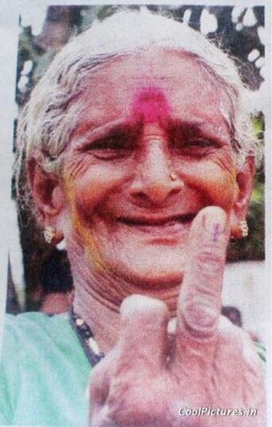 Indian Funny Old Woman Showing Middle Finger