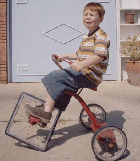 Kid Riding Square Wheel Bicycle Funny Picture