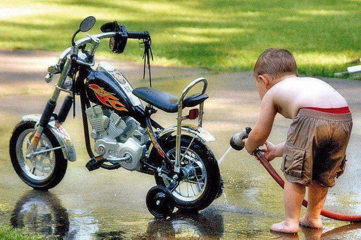 Kid Washing His Bike Funny Picture