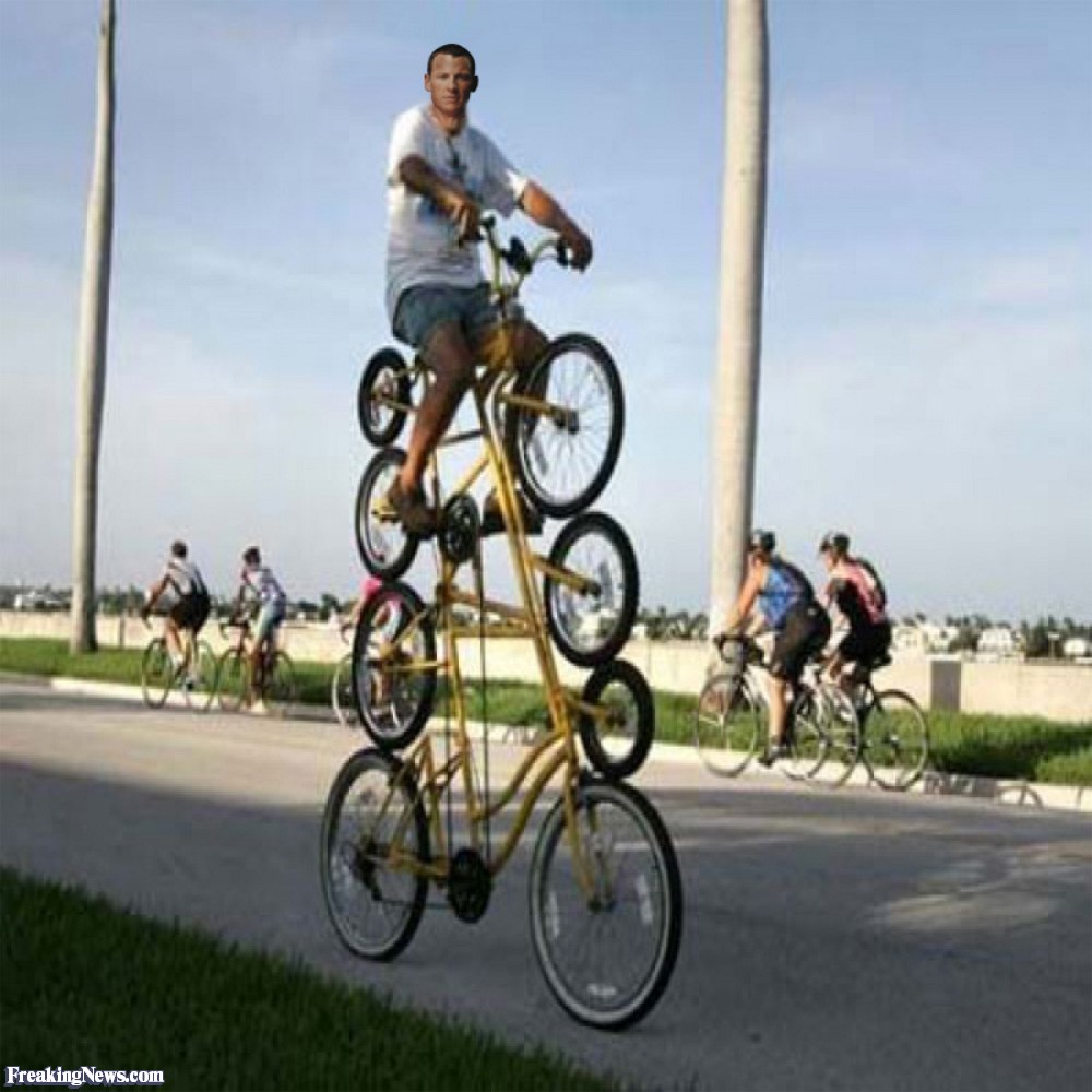 Lance Armstrong Riding Funny Bicycle